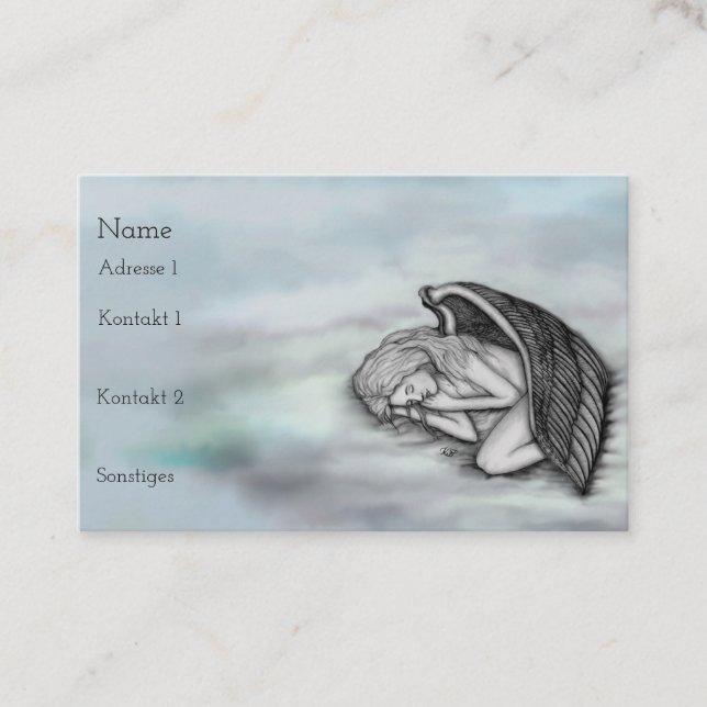 Carte De Visite Un Ange endormi sur les nuages des cieux (Devant)