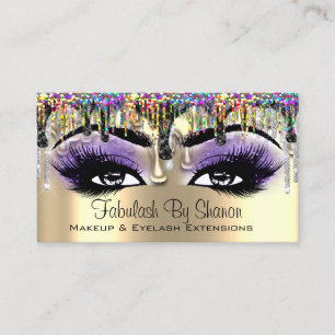 Carte De Visite Un artiste de maquillage, Gold Purple Lashes