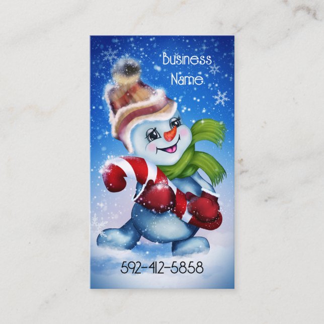 Carte De Visite Un bonhomme de neige festif (Devant)