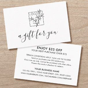 Carte De Visite Un Cadeau Pour Vous Achats Logo Personnalisé Entre