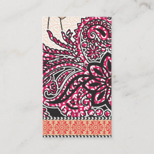 Carte De Visite Un design cachemire décoratif avec rouge vif et ép