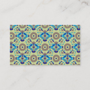 Carte De Visite Un design textile symétrique présentant du bleu et