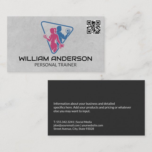 Carte De Visite Un homme et une femme qui travaillent | Code QR (Devant / Derrière)