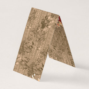 Carte De Visite Un motif floral vintage avec desi marron complexe