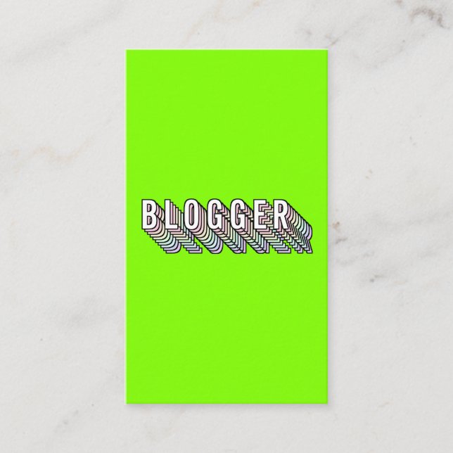 Carte De Visite Un néon tendance vert 3d typographie blogueur mini (Devant)