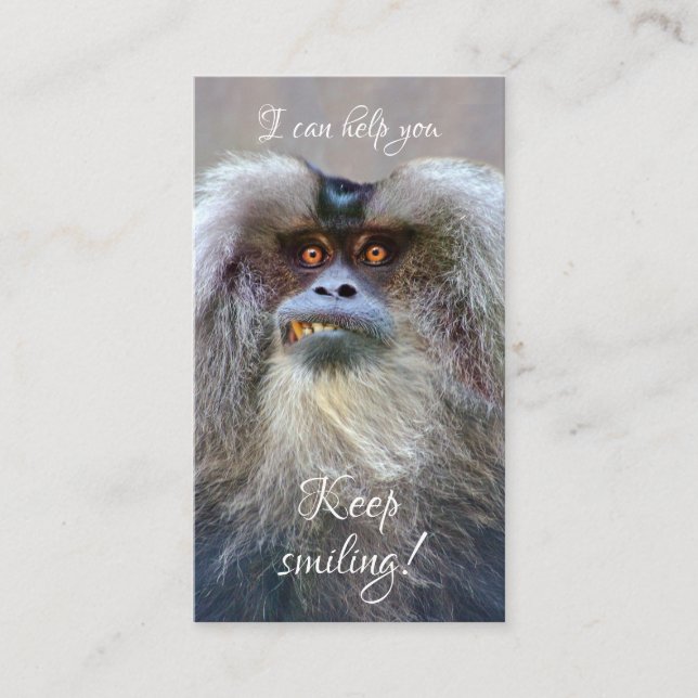 Carte De Visite Un sourire drôle de singe avec une citation motiva (Devant)