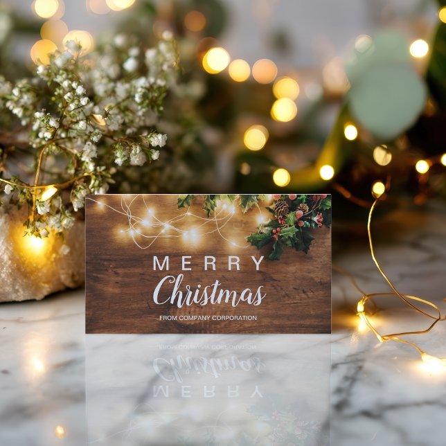 Carte De Visite Un voeu de maladresse pour les entreprises de Noël (Rustic Christmas country corporate mistletoe wish Business Card)