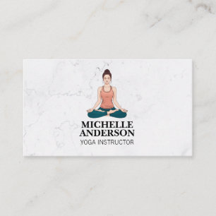 Carte De Visite Une Femme Assis À Méditer Faire Du Yoga