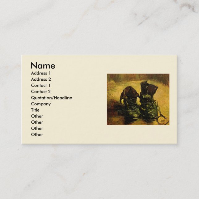 Carte De Visite Une paire de chaussures par Vincent van Gogh (Devant)