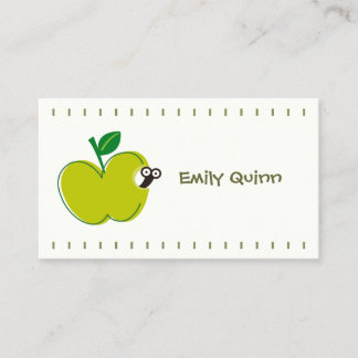 Carte De Visite une pomme verte et un petit ver