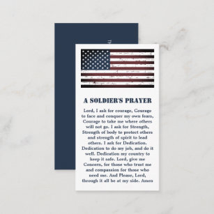 Carte De Visite Une prière de soldat Militaire USA Drapeau américa