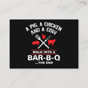 Carte De Visite Une Vache De Poulet De Cochon Entre Dans Un Bar Fu
