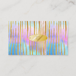 Carte De Visite Unicorn Magic Rose Gold Stripe Monogramme