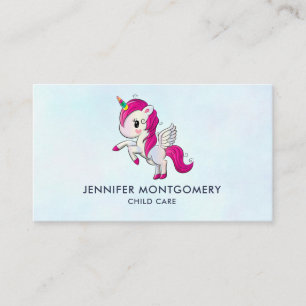 Carte De Visite Unicorne rose mignonne avec ailes