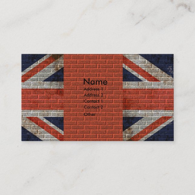 Carte De Visite Union Jack patiné sur le mur de briques (Devant)