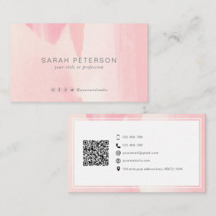 Carte De Visite Unique aquarelle QR code médias sociaux personnel