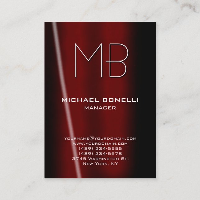 Carte de visite unique chic noir chic tendance (Devant)