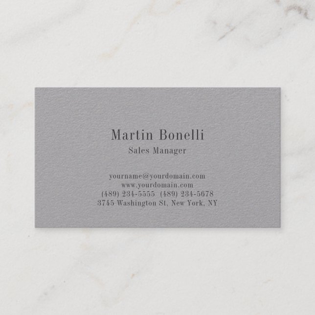 Carte De Visite Unique Classique Simple Premium Grey (Devant)