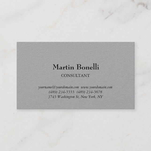 Carte De Visite Unique Classique Simple Premium Gris (Devant)