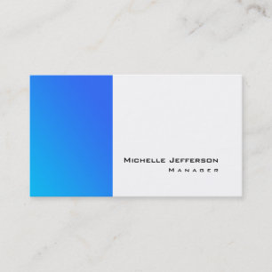 Carte De Visite Unique Design Bleu Blanc Moderne Plaine Simple
