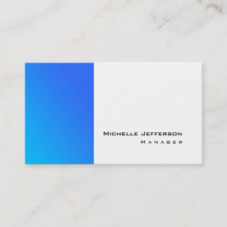 Carte De Visite Unique Design Bleu Blanc Moderne Plaine Simple