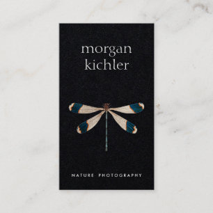 Carte De Visite Unique Dragonfly Nature Professionnelle Noir