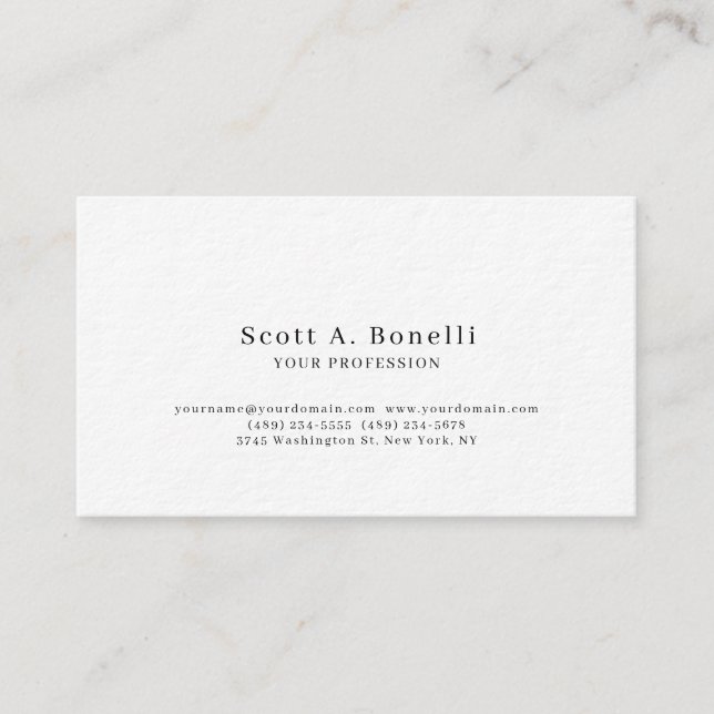 Carte De Visite Unique Élégant Plain Simple Blanc Spécial (Devant)