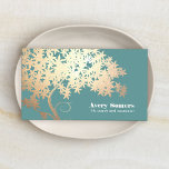 Carte De Visite Unique Gold Tree of Life Conseiller Thérapiste<br><div class="desc">Vectoriel d'arbre conçu avec élégance et artistiquement en fausse feuille d'or sur arrière - plan turquoise. Modifiez facilement le style de police et la couleur si vous le souhaitez.</div>
