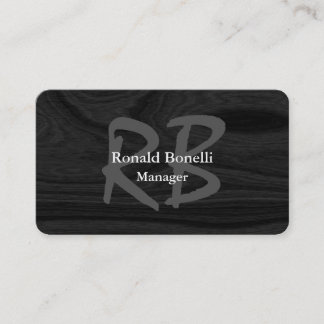 Carte De Visite Unique Gray Wood Monogram Manager Minimaliste