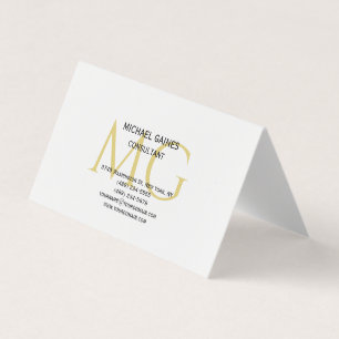 Carte De Visite Unique minimaliste couleur or clair Monogramme bla