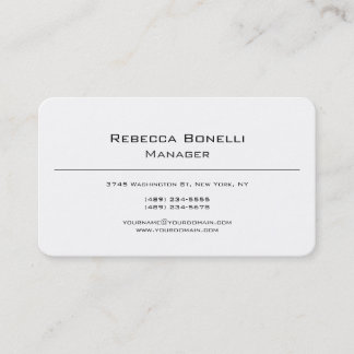 Carte De Visite Unique Moderne Minimaliste Plain Blanc Simple