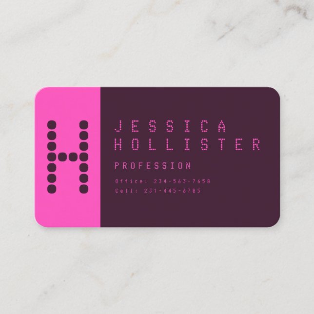 Carte De Visite Unique & Moderne | Rose & Violet foncé (Devant)