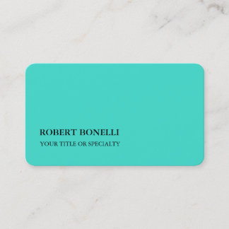 Carte De Visite Unique Moderne Turquoise Bleu Stylish Minimaliste