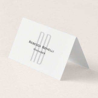 Carte De Visite Unique Monogramme gris blanc moderne