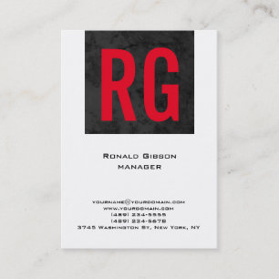 Carte De Visite Unique monogramme simple noir blanc rouge