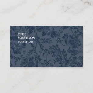 Carte De Visite Unique Navy Blue Floral Damask