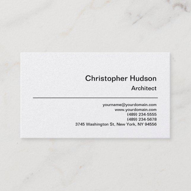 Carte de visite unique Platinum Plain Architect (Devant)