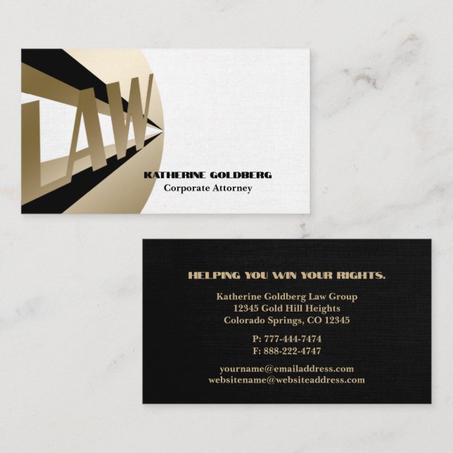 Carte de visite unique pour avocat en droit avec o (Devant / Derrière)