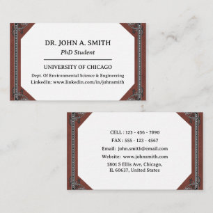 Carte de visite unique pour étudiant en doctorat