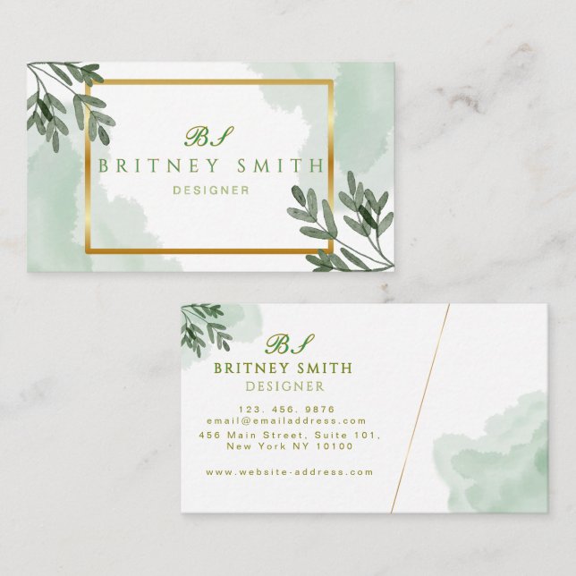Carte De Visite Unique Rustic Watercolor Modern (Devant / Derrière)