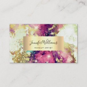 Carte De Visite Unique Salon Aquarelle Sparkly Gold Foil Beauté