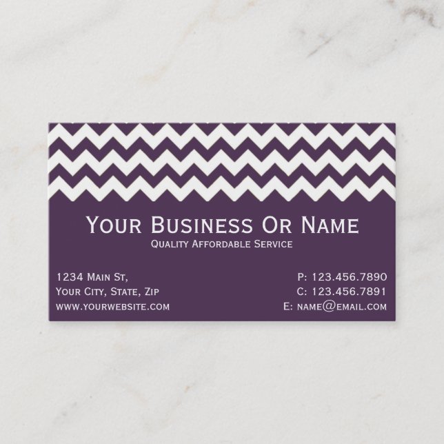 Carte De Visite Unique Style Acai Violet Pourpre Zigzag (Devant)