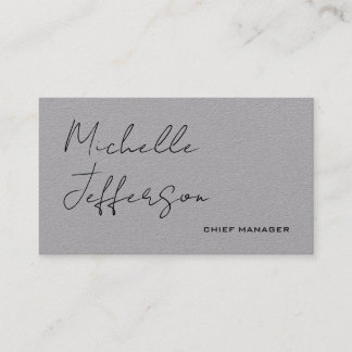 Carte De Visite Unique Stylish Moderne Calligraphie Plain Gris