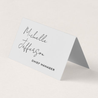Carte De Visite Unique Stylish Moderne Calligraphie Plain Gris