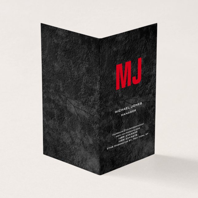 Carte De Visite Unique tendance gris vertical gris énorme monogram (Extérieur)