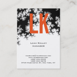 Carte De Visite Unique tendance motif floral orange blanc monogram