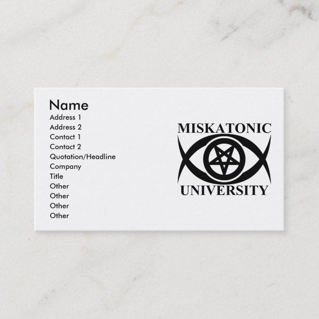 CARTE DE VISITE UNIVERSITÉ DE MISKATONIC (Devant)