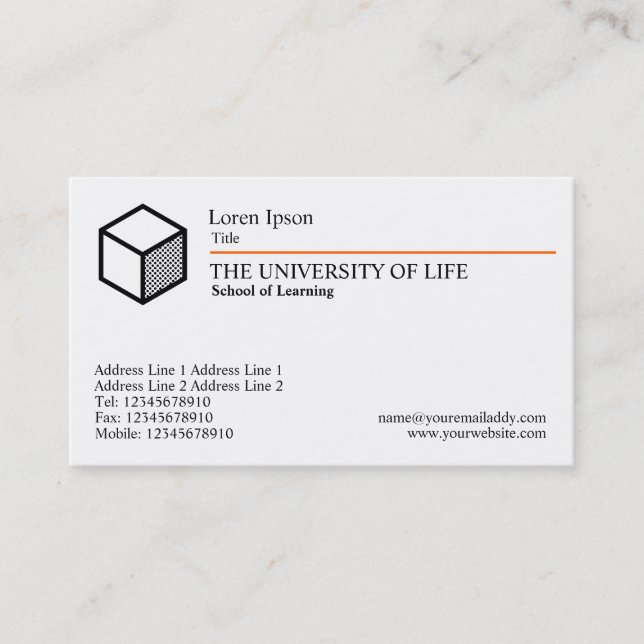 Carte De Visite Université de vie - (Cube) Orange Rule (Devant)