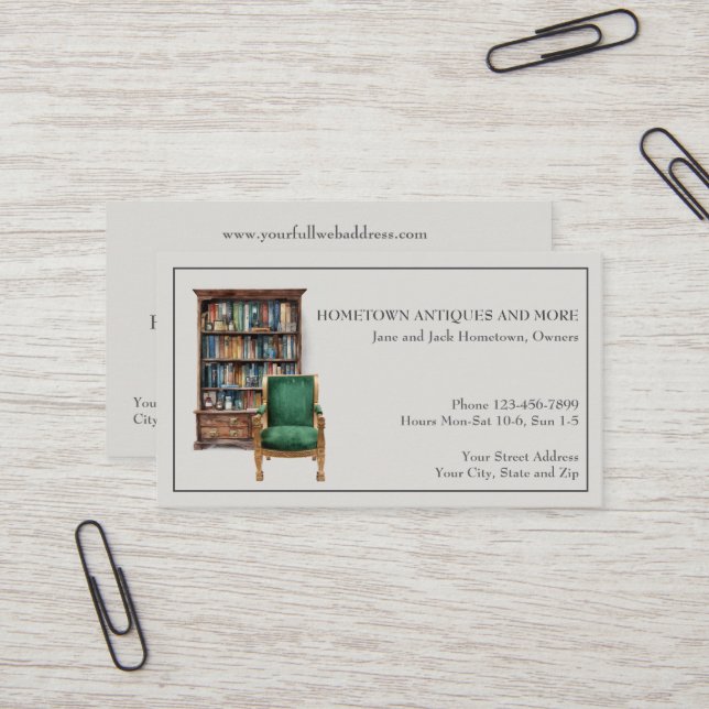 Carte de visite Upholsterer revendeur de magasin d (Devant/Arrière en situation)