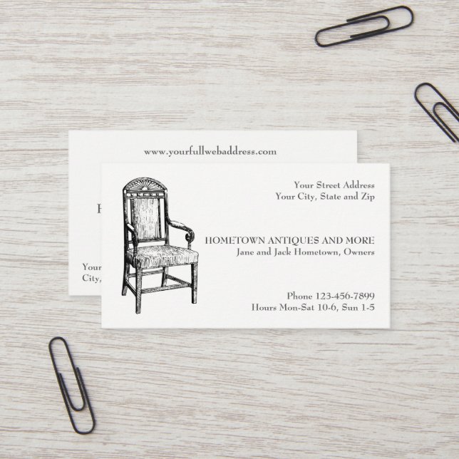 Carte de visite Upholsterer revendeur de magasin d (Devant/Arrière en situation)